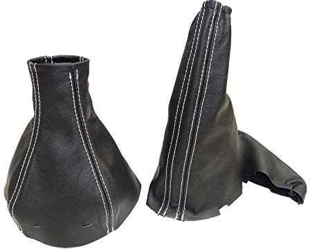 Für Opel Vauxhall Astra G Mk4 Astra Coupe 1998–05 manuell Gear Handbremsmanschette schwarz Leder weiß Nähten