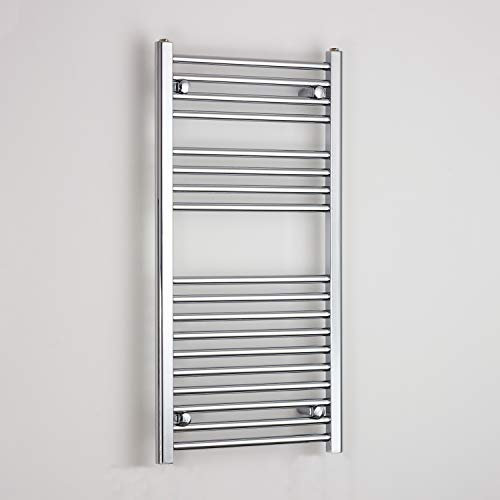 companyblue 400mm Wide Chrome Heated Towel Rail Radiator Curved Ladder for Stylish Bathroom (400 x 1000 mm)