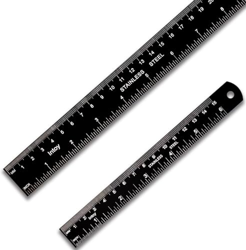 Zotemo Metall-Lineal-Set, 30,5 cm und 15,2 cm, Edelstahl-Lineale mit Zentimetern, Millimetern, Zoll und Umrechnungstabelle für Büro und Schule, leicht ablesbares metrisches Lineal-Set, 2 Stück