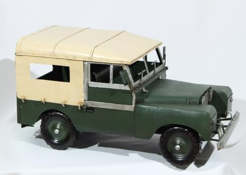 JS Garten Deko Blechauto Nostalgie Modellauto Oldtimer US-amerikanische Automarke Safari Geländewagen aus Blech L 36 cm
