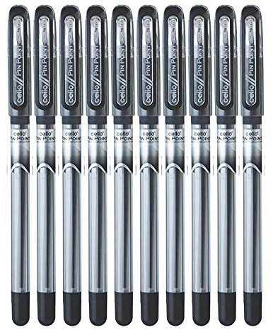 Cello New Pinpoint Black Kugelschreiber Glattes Schreiben Packung mit 10 Stück