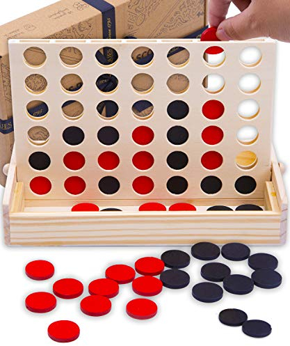 Jaques of London Family Score 4 in a Row Game | Wooden Travel Games for 6 year olds | Classic Wooden Games for all The Family | Since 1795