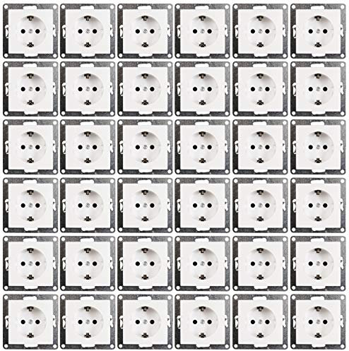 MC POWER - 36er Pack Steckdosen | FLAIR | Wandsteckdosen Set mit Klemmanschluss, weiß, matt
