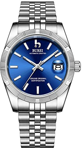 BUREI Herren Automatikuhr Luxus Business Wasserdicht Edelstahl Uhren für Männer, Self-Winding
