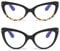 MMOWW 2 Pack Cat Eye Reading Glasses Fashion Reader for Women Blue Light Blocking Glasses (Black+Tortoise, +1.5)