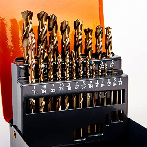 INTOO Hss Cobalt Drill Bits Set 21PCS M35 Triangle Shank,Industry Drill bits with Golden Ratio Tip,