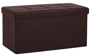 Large Ottoman Foldaway Storage Blanket Toy Box Bench Faux Leather Brown 76x38cm