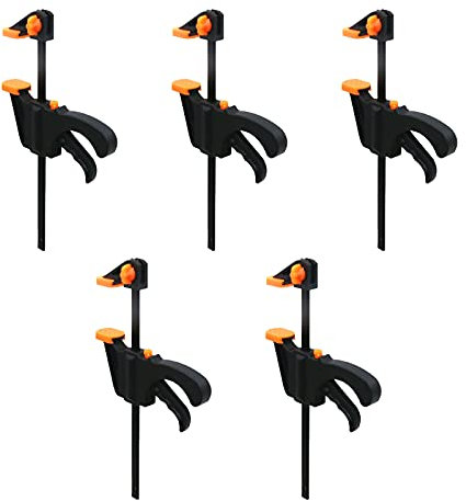Lot de 5 colliers de serrage de 10,2 cm, pince à cliquet, pince à barre à une main, outil de fixation à dégagement rapide pour le travail du bois et le bricolage