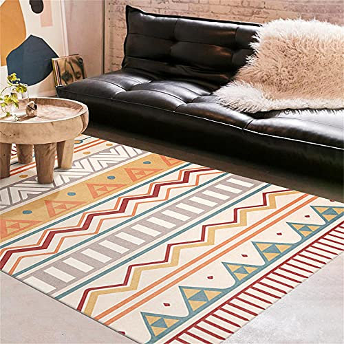 AU-SHTANG tappeto soggiorno moderni Tappeto rosso arancione, modello di ripple geometrico modello traspirante divano moderno tappeto casual tappeto moderno -arancia_40x60 cm.