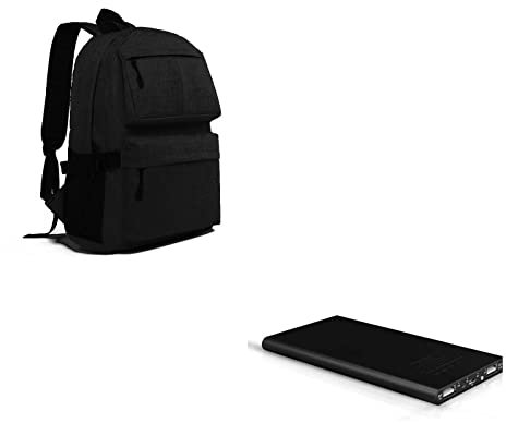 Pack pour WIKO Power U30 Smartphone (Batterie Plate 6000 mAh 2 Ports + Sac à Dos avec Prise USB integre) (Noir)