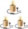 ledscom.de 3 Stück Tischlampe HITO, Holz massiv, rund, inkl. E27 Lampe 471lm Retro gold extra-warmweiß