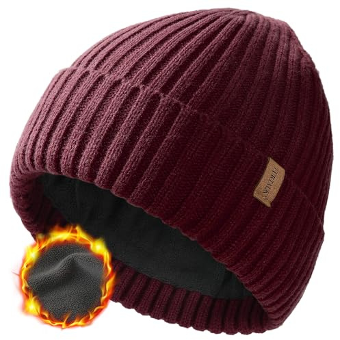 FURTALK Unisex Winter Beanie Grobstrick Mütze mit weiches Fleecefutter Warm Wintermütze für Herren und Damen