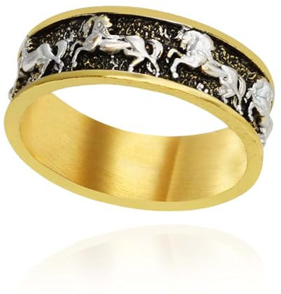 Bague de cheval vintage pour homme, bague de course à pied, bagues dorées, bohème, ethnique, cheval, amulette, hip hop, punk rock, bijoux pour homme, 21.4, NO