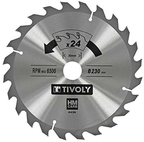 Tivoly XT50514004436 Lame de Scie Circulaire Ø230 x30mm x Z: 24 Dents Carbure, Coupe Débit - Pour Bois et plâtre