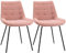 HOMCOM Lot de 2 chaises de Salle à Manger en Velours et Pieds en métal Noir - 50 x 61 x 79 cm - Rose