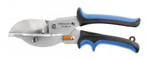 Högert Technik - Profilschere mit Winkelmesser - Gehrungsschere Winkelschere für präzisen Schnitt an Kunststoff Gummi Holz - Schneidbar bei 0°, 30° und 45° - Rutschfeste Beschichtung