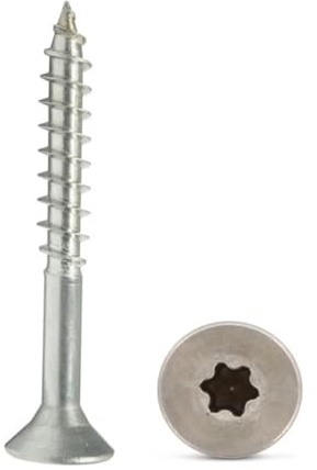 100 Stück Spanplattenschrauben 3,5x45 mm - A2 - Edelstahl - Torx - TX10 - Senkkopf - Teilgewinde - Holzschrauben - Schrauben (100, 3,5x45 mm)