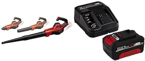 Einhell Soplador Universal con batería GE-UB 18/250 Li E-Solo Power X-Change (18 V, Velocidad del Aire 250 km/h, Tubo de 3 Piezas, regulación de Velocidad electr. con indicador LED, con batería 4 Ah)