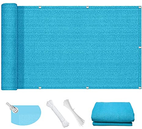 Voile d'ombrage, Tissus Respirant 3.2 x 6 m Respirant Perméable Voile D'ombrage Toile D Ombrage avec Serre-Cables pour Jardins/balcons/terrasses, Bleu Ciel