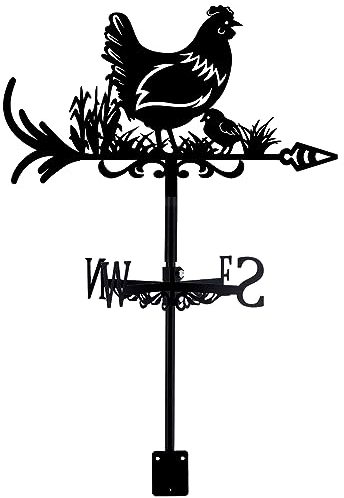 SUPERDANT Poule Herbe Métal gireuette Animaux Fer Forgé gireuette Toit Jardin Direction Signe Extérieur Ferme Décoration Creux Vent Direction Indicateur