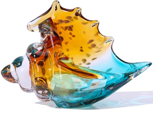 Meeresglas-Kunstfiguren, mundgeblasene Muschel-Skulptur, grünes Meeresglas-Dekor, kreative Muschel-Statue – für Küstenraumdekoration, Krimskrams, Heimdekoration, Küchendekorationen über Schränken