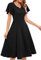 Black Cocktail Dress for Funeral Casual Semi Formal Knee Length Wedding Guest Dress for Women Elegant Graduation Party with Short Sleeves Midi Evening Party Dresses, Black 3XL