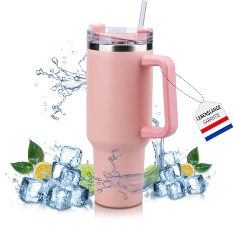 Lutranstra Taza térmica, 1200 ml, taza térmica de viaje, termo bebidas calientes, con asa de actualización, botella térmica para coche, oficina, viaje