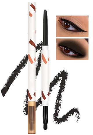 Prreal Eyeliner Pencil, Highly Pigmented Eyeliner with Ultra-Fine Tip, Waterproof Gel Creamy Eyeliner Pen with Brush, Smooth & Blendable Longwear Smoky Eye Makeup(02 Black)