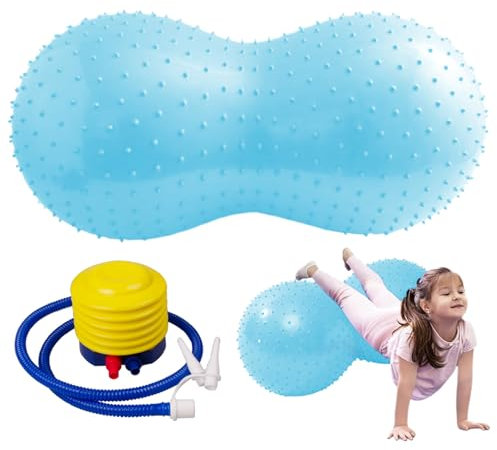 BEAHING Erdnussball, Erdnussball mit, 35x18-Zoll-Burst-resistenter PVC tragbarer, verdickter Yogamall Flexibler Trainingskugel für Therapie, Arbeit (ungleichmäßig, blau)