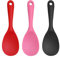 3 cuillères de cuisine en silicone - cuillère à riz et portée avec tête ronde et manche longue - ustensiles de cuisine (rose, noir)