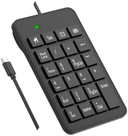 LOONASA Pavé numérique filaire USB C - 23 touches de type C - Version améliorée de 10 touches - Clavier USB de comptabilité financière - Compatible avec ordinateur portable, PC, MacBook, Notebook,