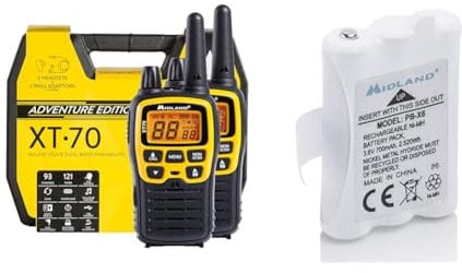 Midland C1180.01 XT70 Adventure, Radio Dual Band Ricetrasmittente Professionale Walkie Talkie & PB-X6 - Batteria per XT50/XT60, 700 mAh, Ni-MH