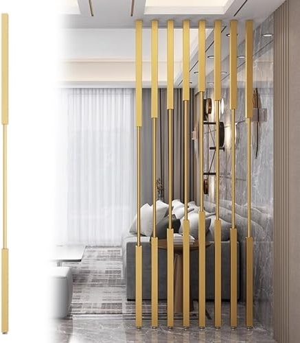 Gold Raumteiler Paravent Pfosten - Freistehende Trennwand, DIY Wandpaneel für Badezimmer/Wohnzimmer/Eingang, kein Bohren erforderlich