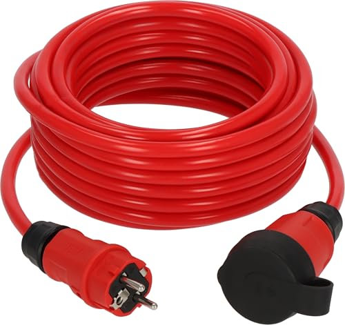 Brennenstuhl Professional Verlängerungskabel VQ 1200 IP44 (10m Kabel H07BQ-F 3G2,5 in rot, Baustelleneinsatz und ständiger Einsatz im Freien, Made in Germany)