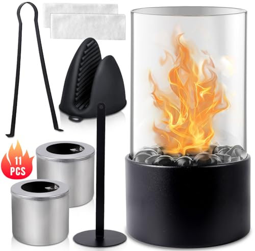 MOYKSRR Chimenea de Mesa, Chimenea Bioetanol, Hoguera de Bioetanol Portátil con 2 Cámaras de Combustión, Duración de Combustión Infinita, para Interior y Exterior, Jardín, Balcón, Salón