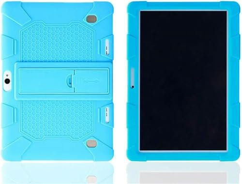 Étui universel en silicone résistant aux chocs avec support pour tablette Android de 10,1, coque de protection intégrale et robuste (bleu ciel)