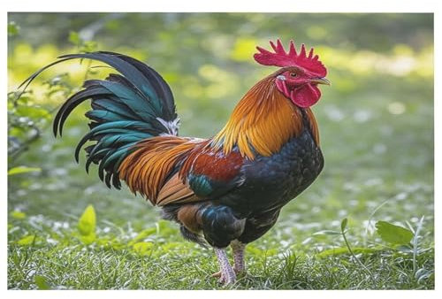 BNVOPTRE Tapis de sol en velours cristal, tapis de sol imprimé poulet sur l'herbe, tapis de sol pour chambre à coucher, tapis de sol extérieur, tapis de sol épais, tapis de sol universel