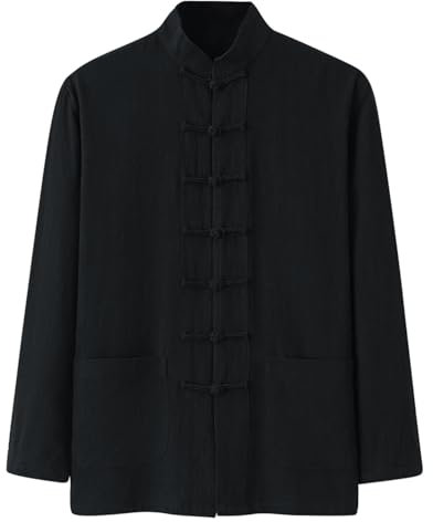 Darringls Traditionelle Chinesische Kung-Fu-Kleidung Aus Baumwolle Und Leinen Zen-Meditation Tang-Anzug Hanfu-Jacke Hemd Mantel Kampfsportanzug Tai Chi-Uniform For Herren Wing Chun-Kleidung