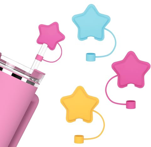 Lot de 3 capuchons de paille en silicone pour gobelets Stanley – Bouchons de protection réutilisables en forme d'étoile, 10 mm, capuchons de paille anti-poussière compatibles avec les gobelets de 0,9