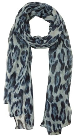 fashionchimp Damenschal mit Leoparden-Muster, Halstuch in feiner Stoffqualität, Baumwolle und Viskose (Blau)