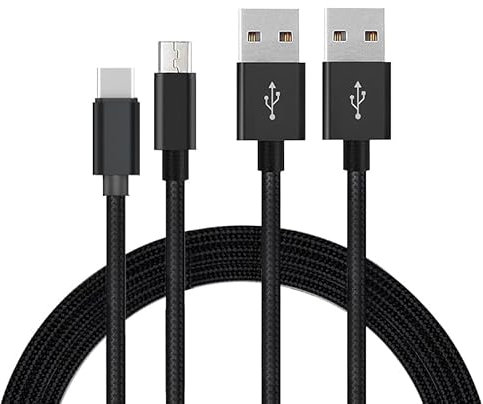 Cables Compatible with Amazon 9W Official OEM USB Charger and Power Adapter for Fire Tablets, Kindle eReaders, and Echo Dot, Replacement for Samsung Galaxy Tabs(Micro-USB,USB-C)