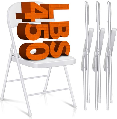 Absead Verbessert Klappstuhl Gepolstert Set aus Klappstühle, Stapelstühle Campingstuhl, Küchenstuhl, Indoor-Outdoor, 204 kg (Weiß, 4er Set)