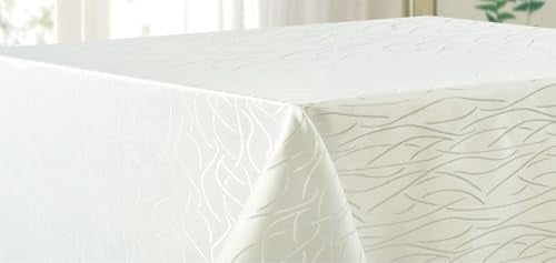 texpot Tischdecke 130 x 260 cm Champagner Streifen bügelfrei Tischtuch fleckabweisend