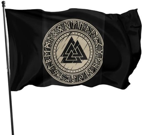 Viking Valknut Yard Banner, Nordische Mythologie Banner, Doppelseitiger Druck, Innen- Und Außendekorationsgeschenk