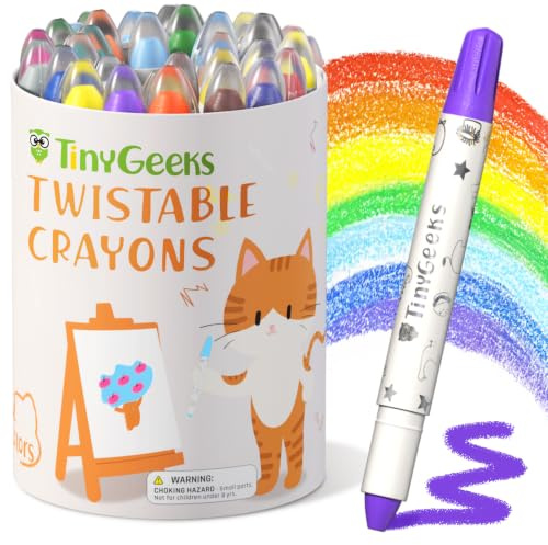 Twistable Crayons 24 Stück Wachsmalstifte für Kleinkinder Waschbar | Einfach drehen für mehr Farbe ganz ohne lästiges Anspitzen