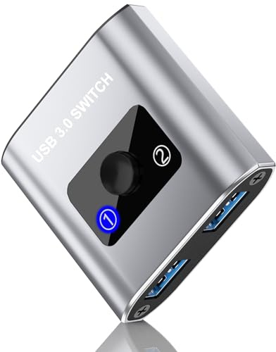 USB Switch. Bi-Directional USB 3.0 Switch Selector 1 in 2 Out/ 2 in 1 Out, Share USB Devices Between 2 Computers for Printer, Keyboard, Scanner, Mouse. Compatible with Mac/Win/Linux