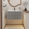 UEV 90CM Mueble de Baño Suspendido con Lavabo de Cerámica, Mueble Lavabo Incluido con 2 Cajones para Almacenaje, Moderno y Práctico, Blanco
