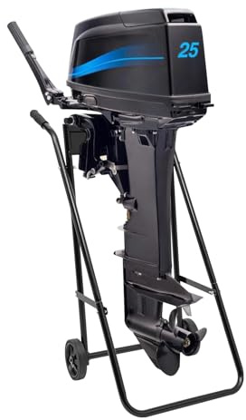 HUOMMGS Außenborder Ständer Bis 40KG Außenborder-Halterung Faltbarer Bootsmotor Trolley Außenbordmotor Ständer Schwarz Stahl Schlauchboot Motor Trolley mit 2 Rädern für Werkstätten, Autos, Docks