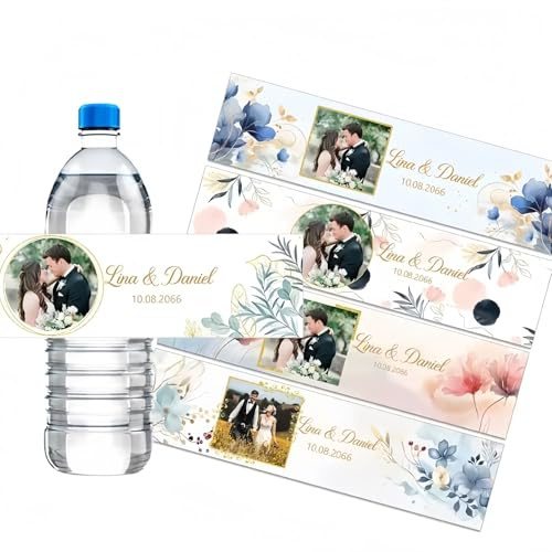 MEIEG Etiquetas Personalizadas Para Botellas De Agua Con Texto/imagen, Pegatinas Personalizadas Con Foto Para Botellas, Etiquetas Impermeables Para Botellas Para Bodas, Cumpleaños Y Aniversarios(80pcs
