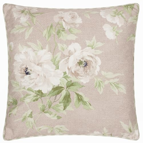 Sanderson Adele Chenille Feather Filled Cushion – Floral Heritage Decorative Accent Pillow with Piped Trim (Rose - 50x50cm)